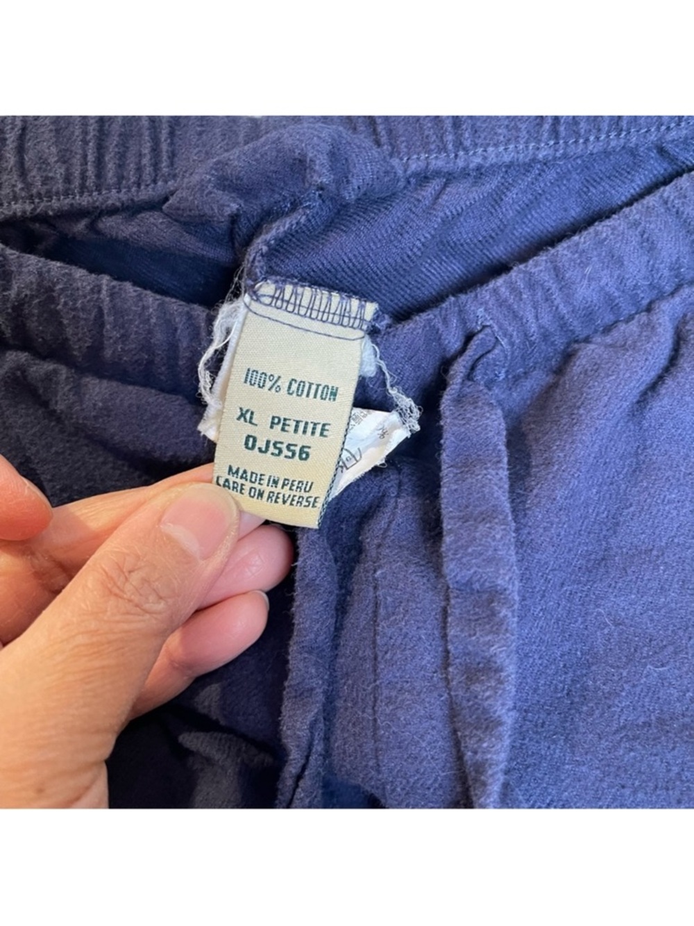 L.L. Bean Solid Flannel Pajama PJ Set Size XLP Navy Petite Warm Cozy Loungewear - Picture 11 of 12